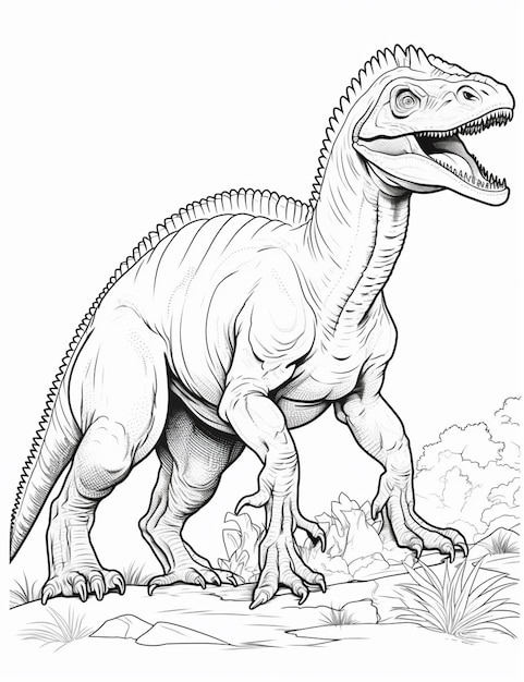 大きな口と長い首を持つ恐竜の絵生成ai