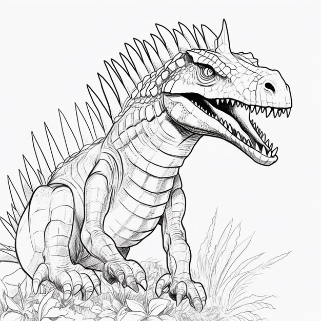 Photo a drawing of a dinosaur with a large mouth and sharp teeth generative ai