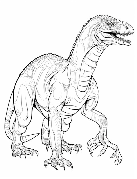 a drawing of a dinosaur with a long neck and large teeth generative ai