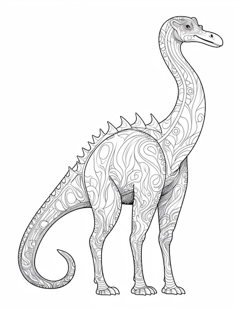 a drawing of a dinosaur with a long neck and a long neck generative ai