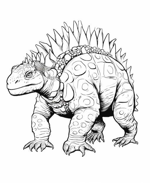 A drawing of a dinosaur with spikes on its head generative ai