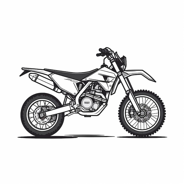 a drawing of a dirt bike with a side view of the bike generative ai