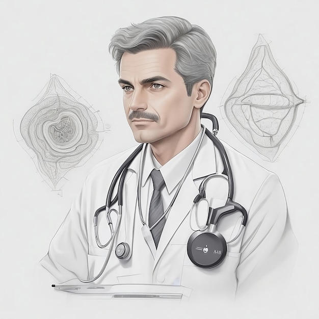 A drawing of a doctor with a stethoscope on it