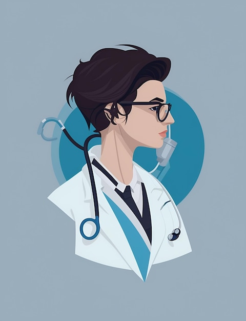 A drawing of a doctor with a stethoscope