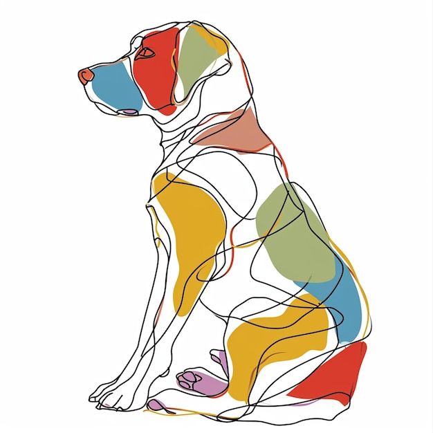 Photo a drawing of a dog in oneline vector illustration