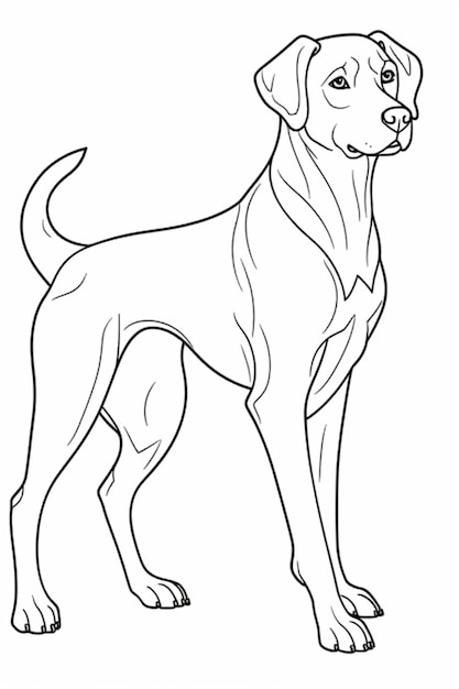 Photo a drawing of a dog standing on a white background generative ai