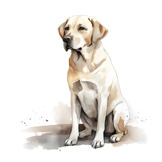 A drawing of a dog that is yellow and white