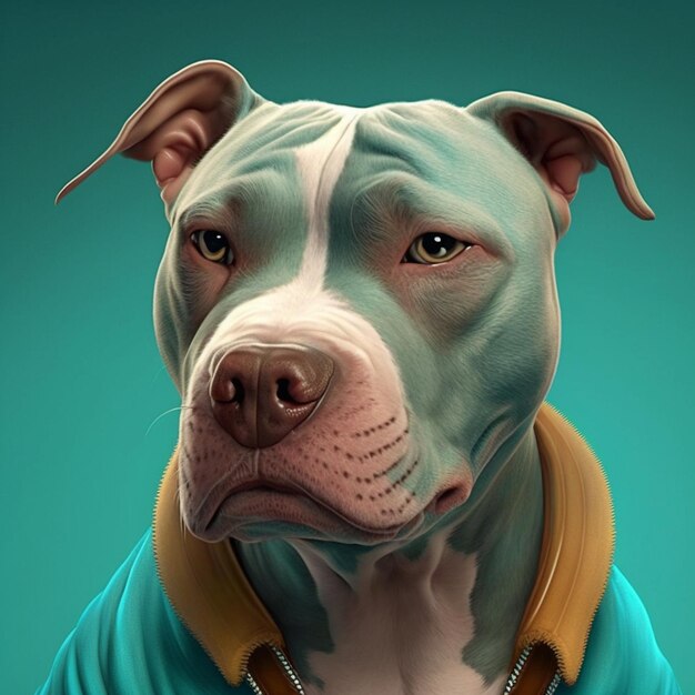 A drawing of a dog wearing a shirt that says " pitbull ".