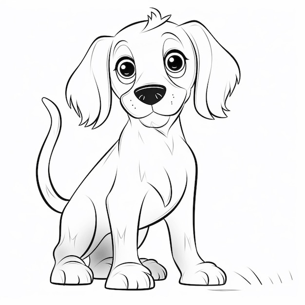 A drawing of a dog with big eyes sitting down generative ai