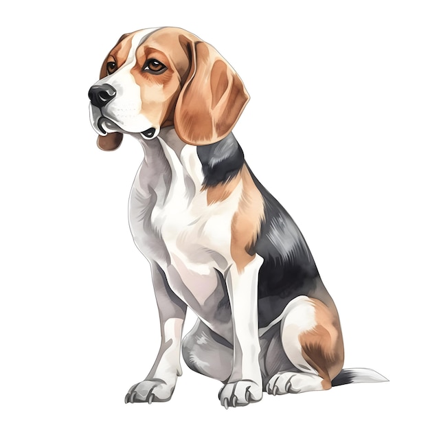A drawing of a dog with a black nose and a white face.