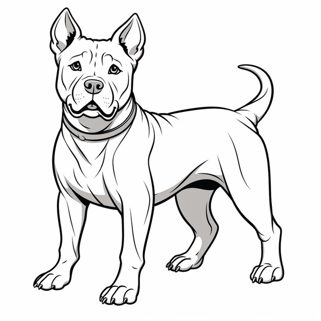 a drawing of a dog with a collar standing on a white background generative ai