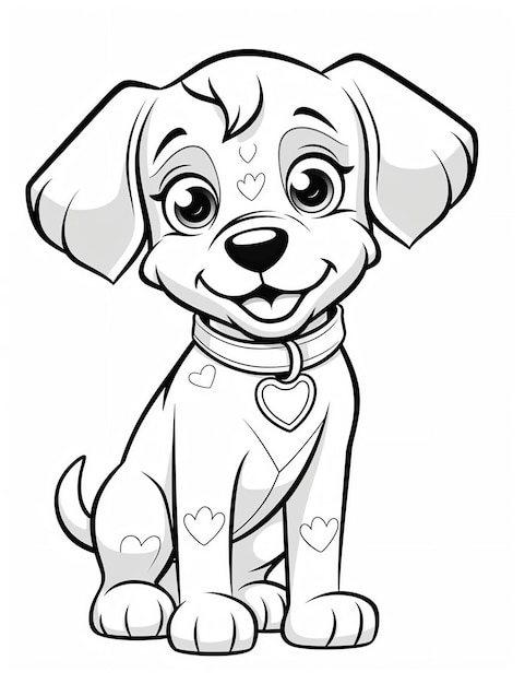 Photo a drawing of a dog with hearts on it