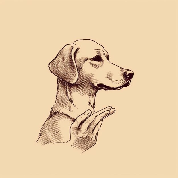 Drawing of a dog with its head turned to the side generative ai