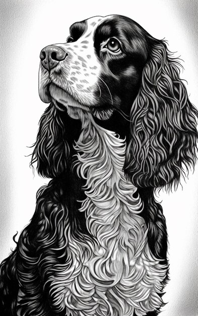 Photo a drawing of a dog with long hair and a collar generative ai