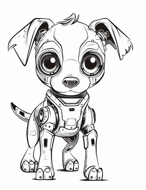 生成 AI 上でロボット スーツを着た犬の絵