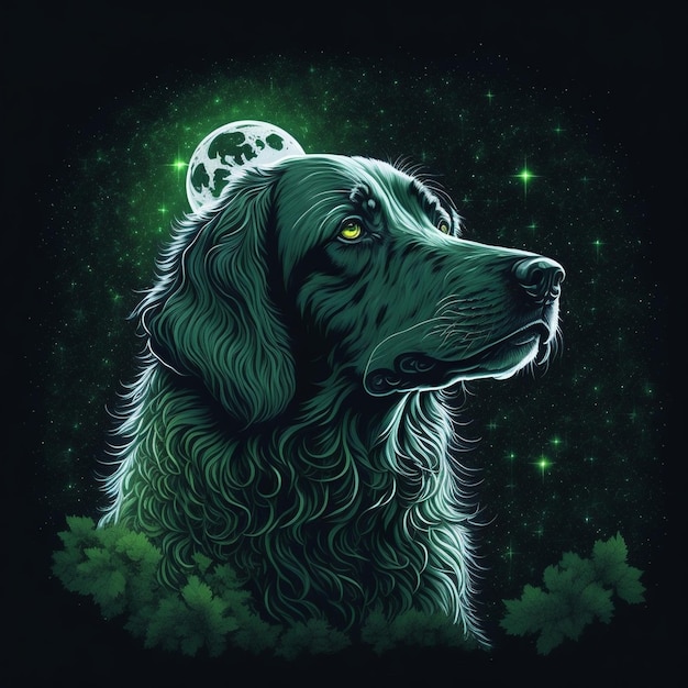 A drawing of a dog with a star on it