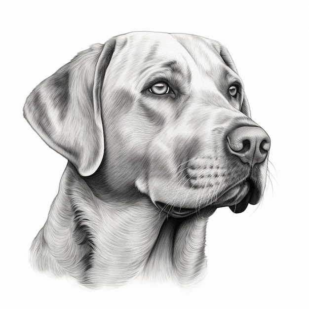 drawing of a dog with a white background generative ai