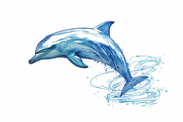 A drawing of a dolphin jumping out of the water.