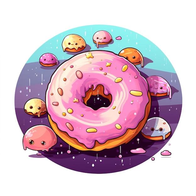 a drawing of a donut with sprinkles and sprinkles on it.