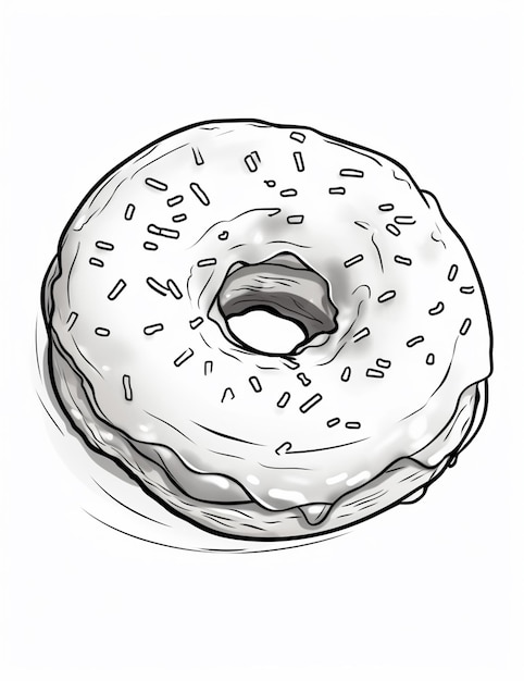 рисунок пончика с крошками на белом фоне генеративный аи