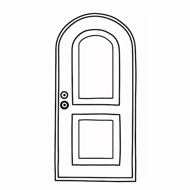 Photo a drawing of a door with a window and a door handle generative ai