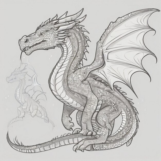 a drawing of a dragon with a dragon on it