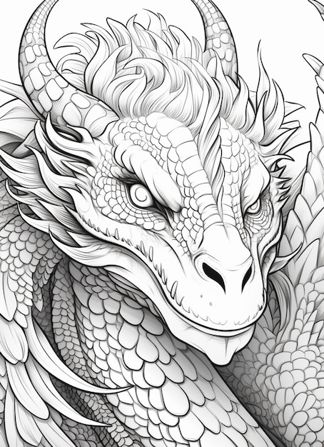 A drawing of a dragon with a large head and a long tail generative ai