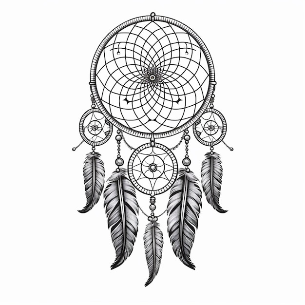 Premium Vector | Ethnic illustration with american indians dreamcatcher.  hand-drawn vector eps10.