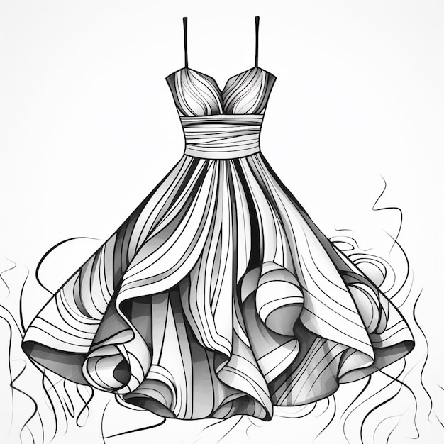 Photo a drawing of a dress with a bow on a hanger generative ai