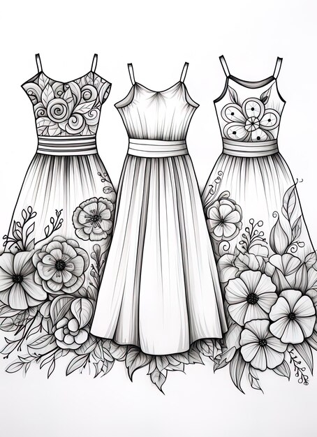 Photo a drawing of dresses from the collection of dresses by the artist