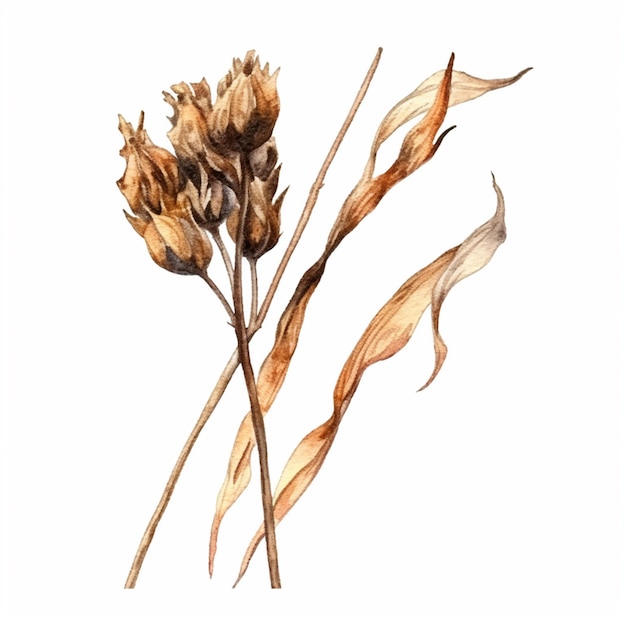 A drawing of dry flowers on a white background