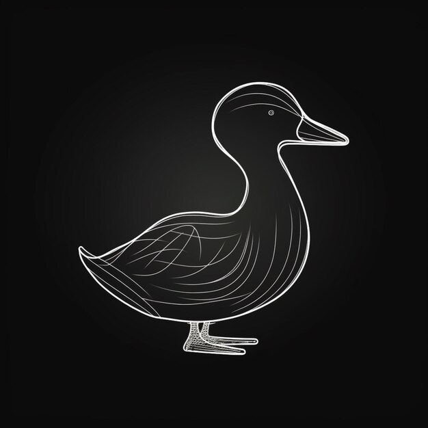 Photo a drawing of a duck on a black background generative ai