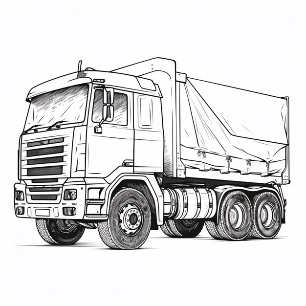 A drawing of a dump truck with a tarp on the back generative ai