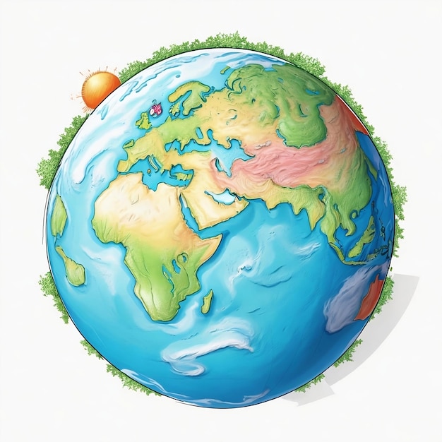 A drawing of a earth to celebrate world ozone day and world earth day