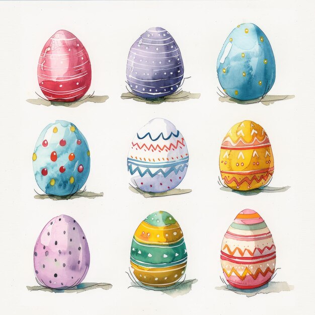 a drawing of easter eggs with a drawing of a blue and pink one