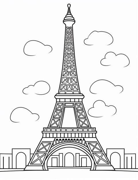 Photo a drawing of the eiffel tower in paris generative ai