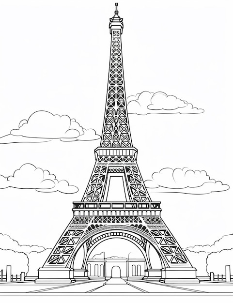 Photo a drawing of the eiffel tower in paris generative ai