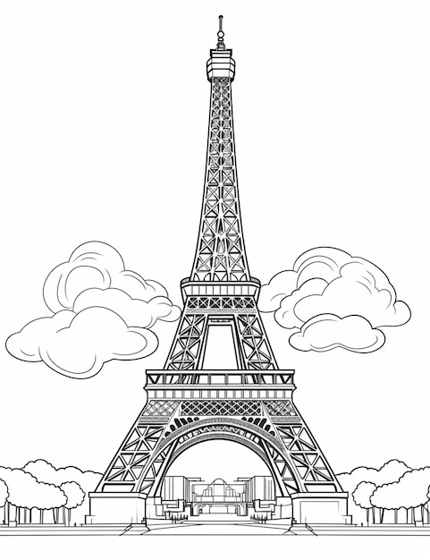 Photo a drawing of the eiffel tower in paris generative ai