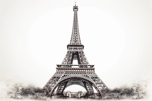 A drawing of the eiffel tower in paris