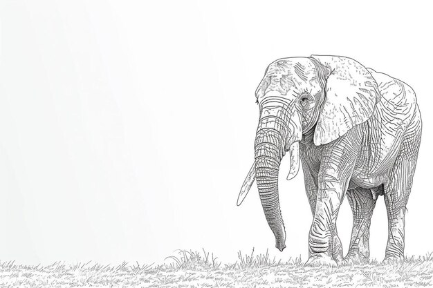 Photo a drawing of an elephant standing in a field