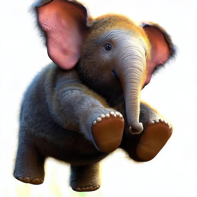 A drawing of an elephant with a large ear.