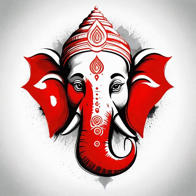 Photo a drawing of an elephant with a red head and a white background