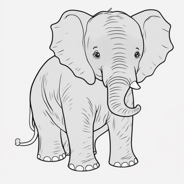 Foto disegno di un elefante con una zanna e un lungo tronco generativo ai