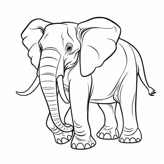 A drawing of an elephant with tusks and a tusk generative ai