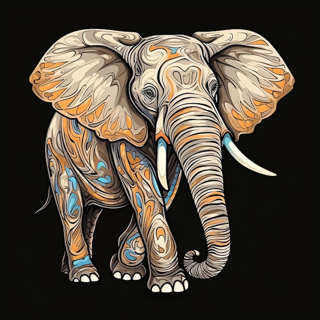 a drawing of an elephant with the word quot tusks quot on it