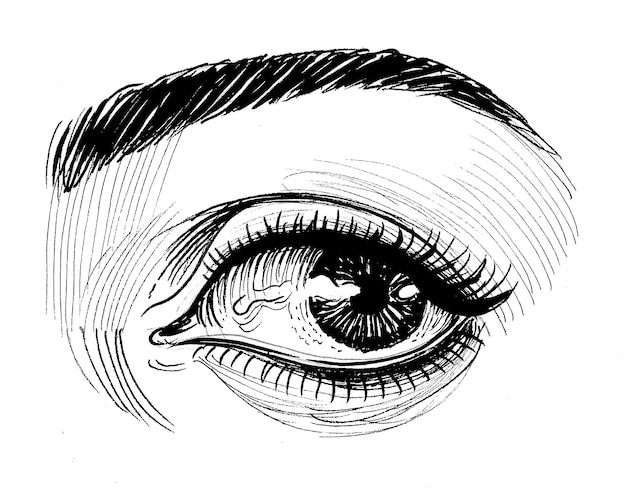 Photo a drawing of an eye with the word eye on it.