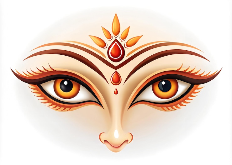 फोटो a drawing of a face with a gold eye and a gold ornament