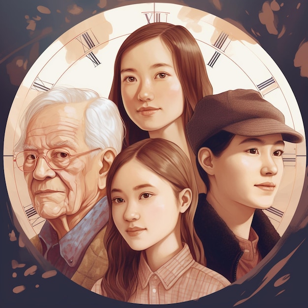 Рисунок семьи из четырех человек, включая одного с номером 12.
