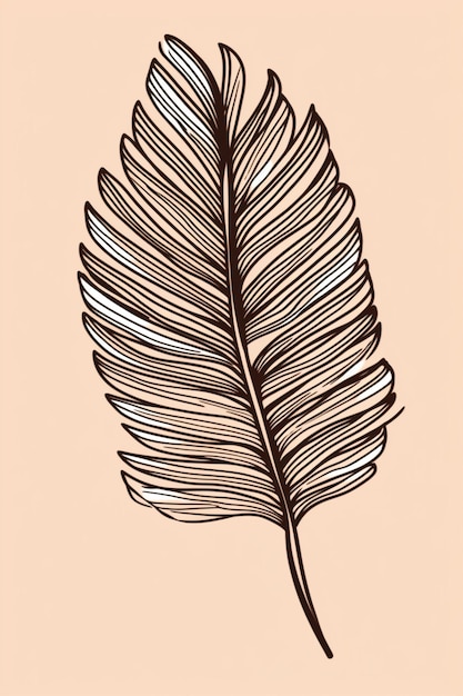 A drawing of a feather on a beige background.