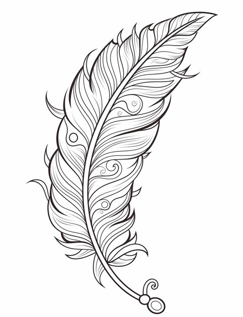 a drawing of a feather with swirls and swirls on it generative ai